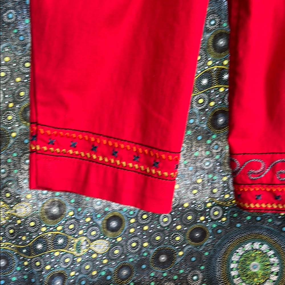 Vintage 90s Y2K Red Embroidered Women's Blazer by Graff Size M - Picture 4 of 9